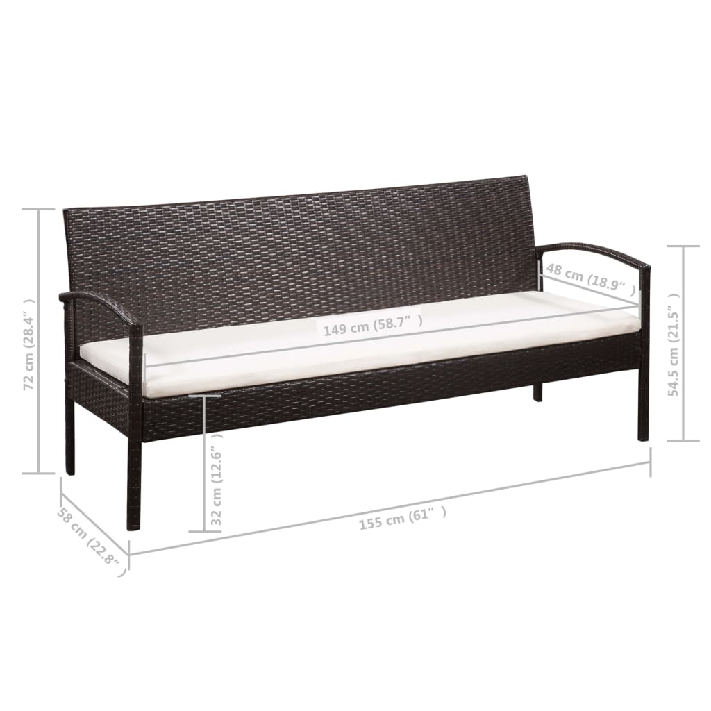 Set Divani da Giardino 5 pz con Cuscini in Polyrattan Nero | homemem39