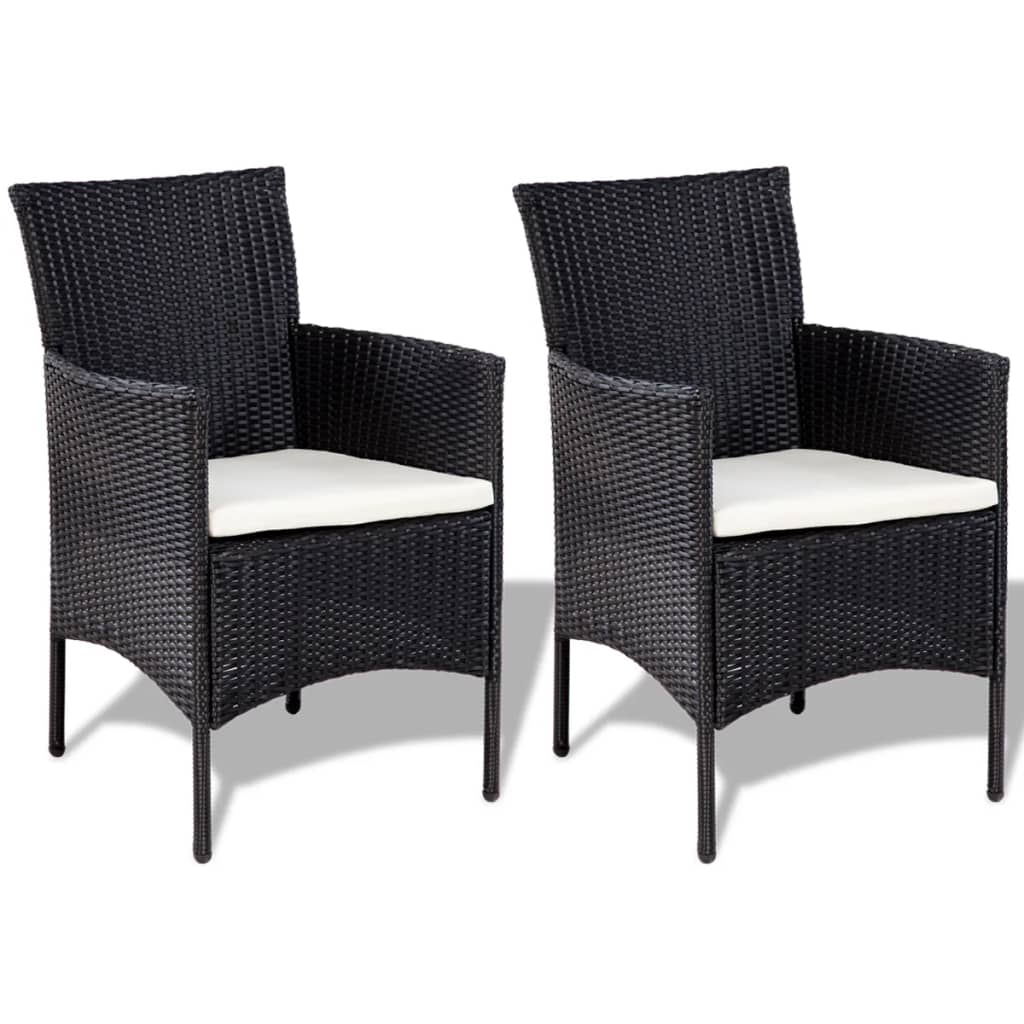 Set Divani da Giardino 4 pz con Cuscini in Polyrattan Nero | homemem39