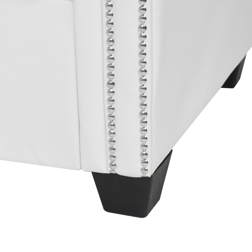 Divano Chersterfield a L in Pelle Sintetica Bianca - homemem39