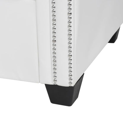 Divano Chersterfield a L in Pelle Sintetica Bianca - homemem39