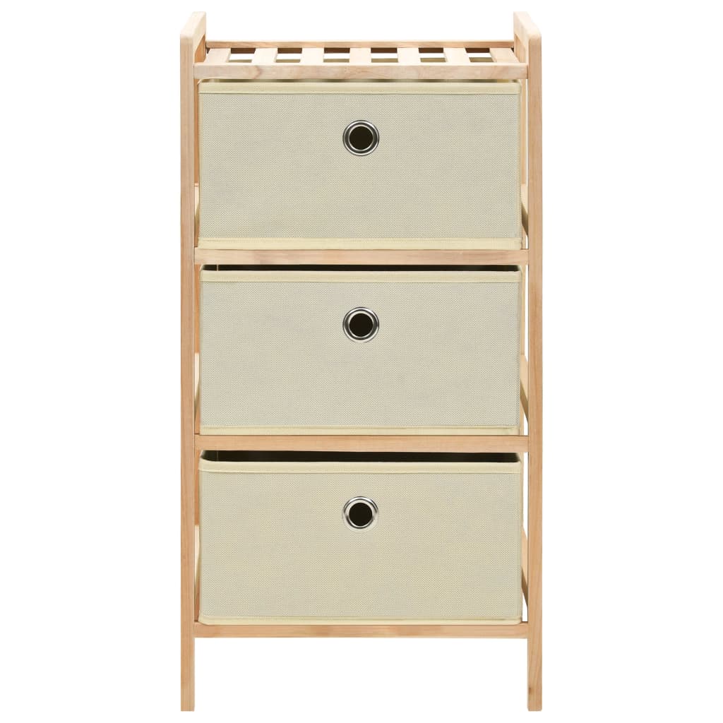 Scaffale con 3 Cesti in Tessuto in Legno di Cedro Beige - homemem39