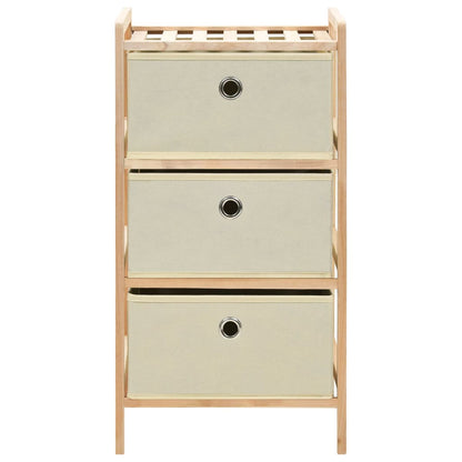 Scaffale con 3 Cesti in Tessuto in Legno di Cedro Beige - homemem39