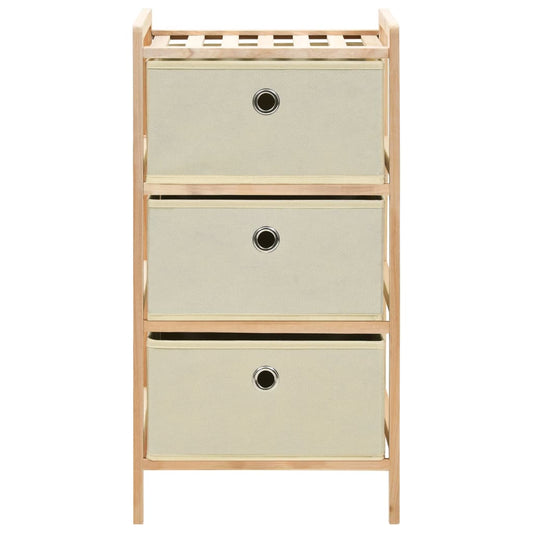 Scaffale con 3 Cesti in Tessuto in Legno di Cedro Beige - homemem39