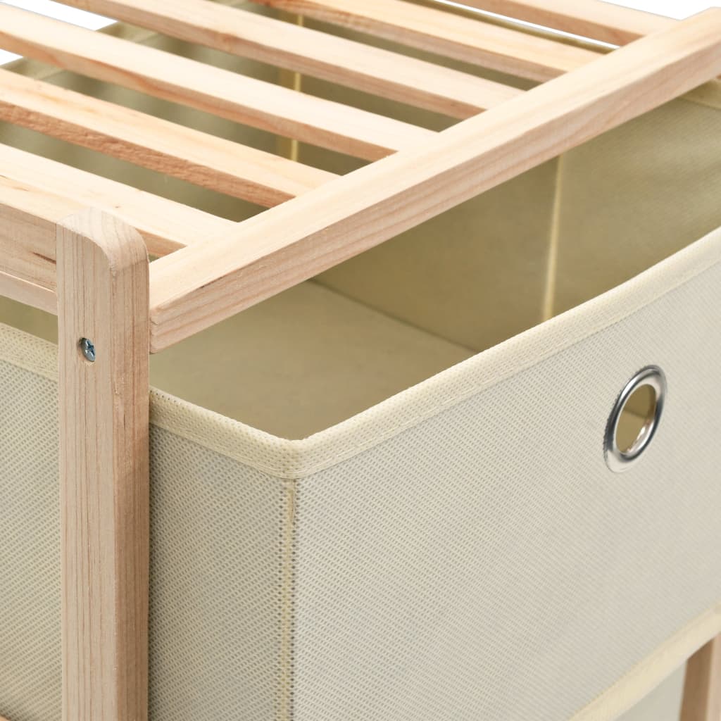 Scaffale con 3 Cesti in Tessuto in Legno di Cedro Beige | homemem39