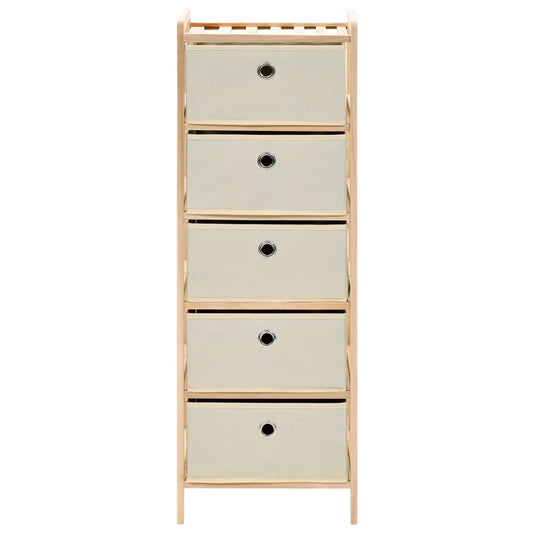 Scaffale con 5 Cesti in Tessuto in Legno di Cedro Beige