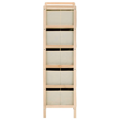 Scaffale con 5 Cesti in Tessuto in Legno di Cedro Beige - homemem39