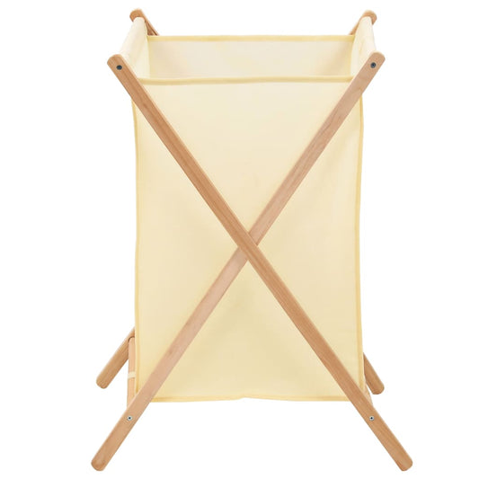 Portabiancheria in Legno di Cedro e Tessuto Beige 42x41x64 cm | homemem39
