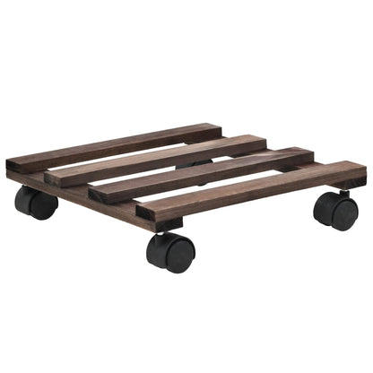 Pedane con Ruote per Piante 4 pz in Legno di Cedro 25x25 cm | homemem39