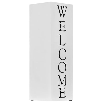 Welcome Umbrella Stand in White Steel