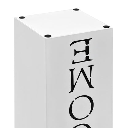 Welcome Umbrella Stand in White Steel
