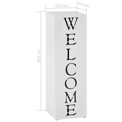 Welcome Umbrella Stand in White Steel