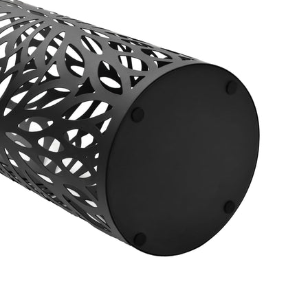Umbrella Stand with Leaf Patterns in Black Steel