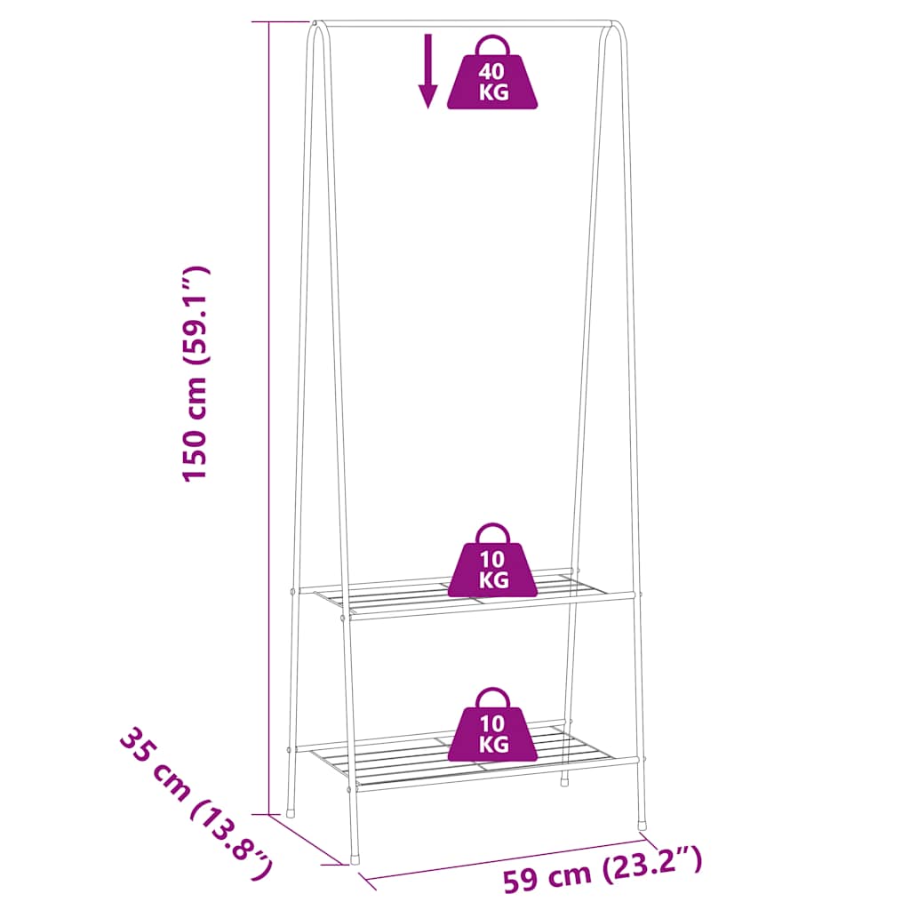 Appendiabiti 59x35x150 cm Bianco - homemem39