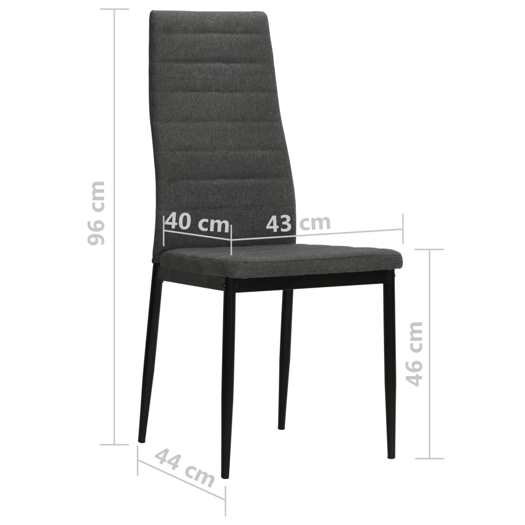 Sedie da Pranzo 4 pz Grigie Legno Massello di Hevea e Tessuto | homemem39