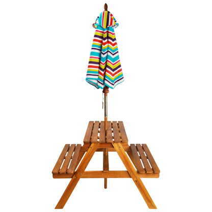 Tavolo Picnic per Bambini con Ombrellone 79x90x60cm in Acacia | homemem39