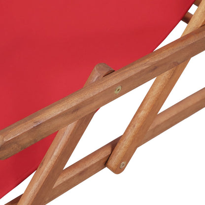 Sdraio da Spiaggia Pieghevole Telaio in Legno e Tessuto Rosso - homemem39
