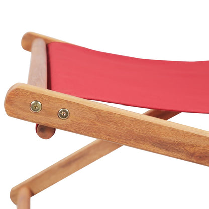 Sdraio da Spiaggia Pieghevole Telaio in Legno e Tessuto Rosso | homemem39