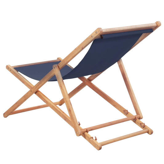 Sdraio da Spiaggia Pieghevole Telaio in Legno e Tessuto Blu - homemem39