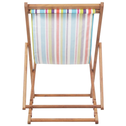 Sdraio da Spiaggia Pieghevole Telaio Legno Tessuto Multicolore - homemem39