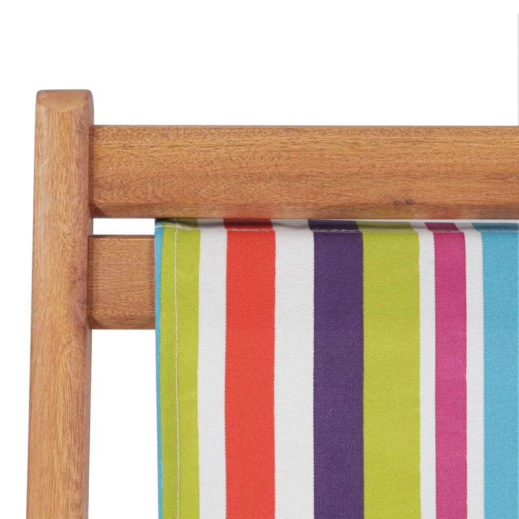 Sdraio da Spiaggia Pieghevole Telaio Legno Tessuto Multicolore - homemem39