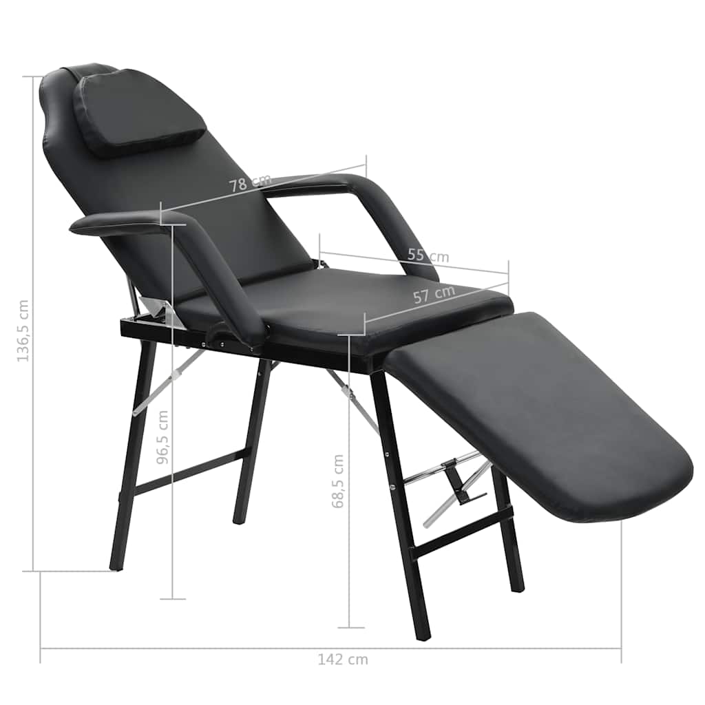 Lettino da Massaggio Portatile in Similpelle 185x78x76 cm Nero | homemem39