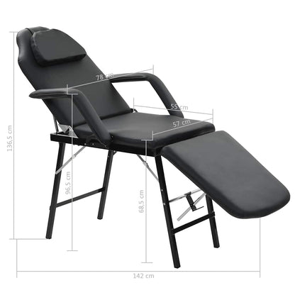 Lettino da Massaggio Portatile in Similpelle 185x78x76 cm Nero | homemem39