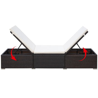 Lettino Prendisole con Cuscino in Polyrattan Marrone - homemem39