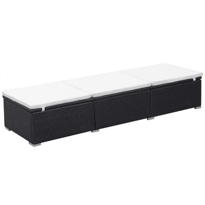 Lettino Prendisole con Cuscino in Polyrattan Nero - homemem39