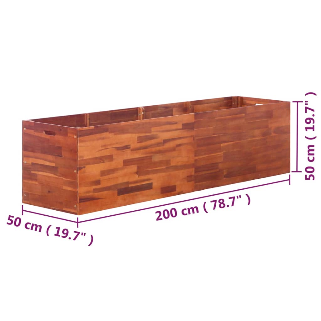 Letto Rialzato da Giardino in Legno di Acacia 200x50x50 cm - homemem39
