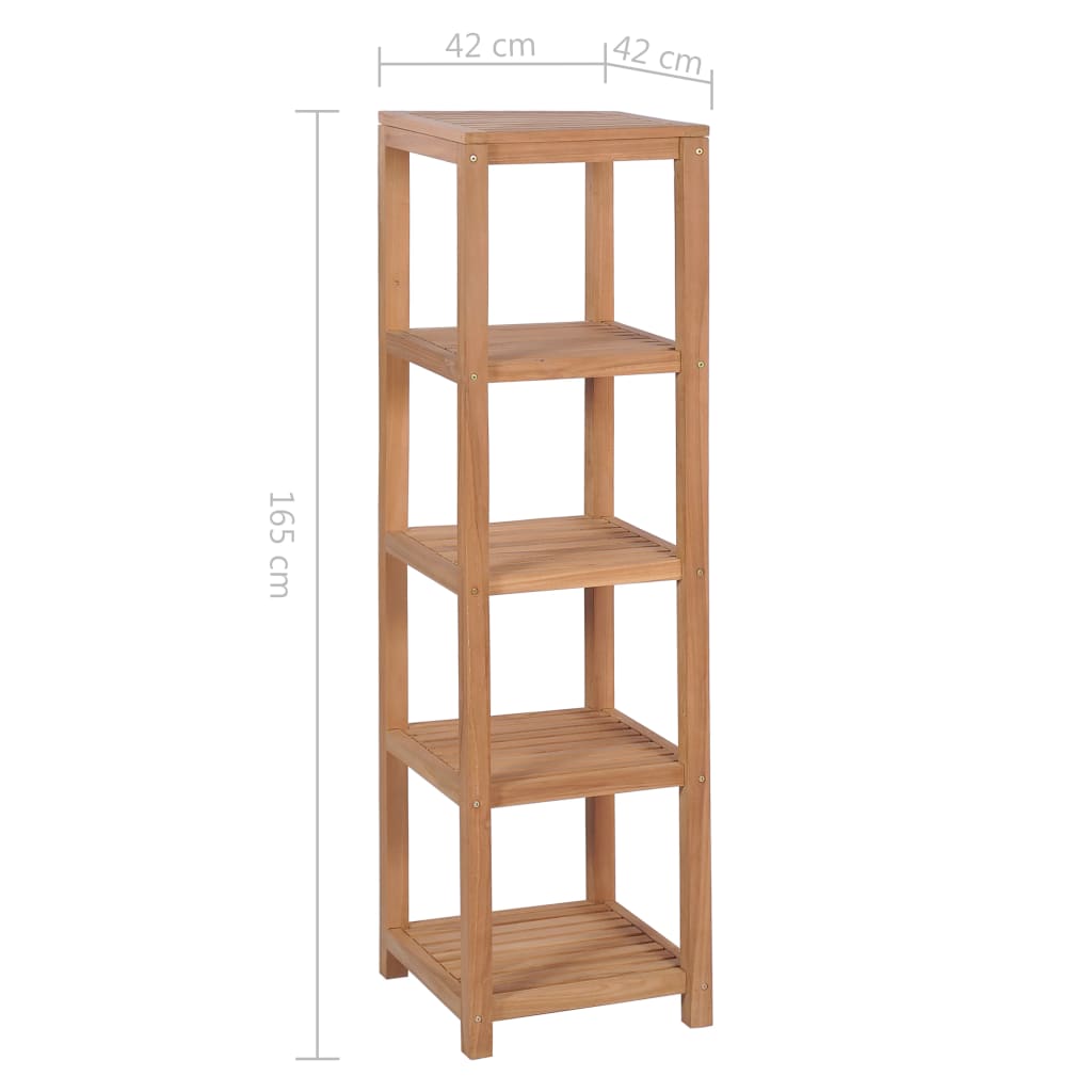 Scaffale per Bagno a 4 Ripiani in Massello di Teak 42x42x165cm | homemem39