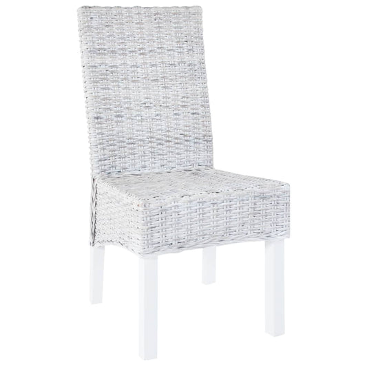 Sedie da Pranzo 2 pz Marrone Chiaro in Rattan Kubu e Mogano
