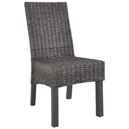 Sedie da Pranzo 2 pz Marroni in Rattan Kubu e Legno di Mogano | homemem39