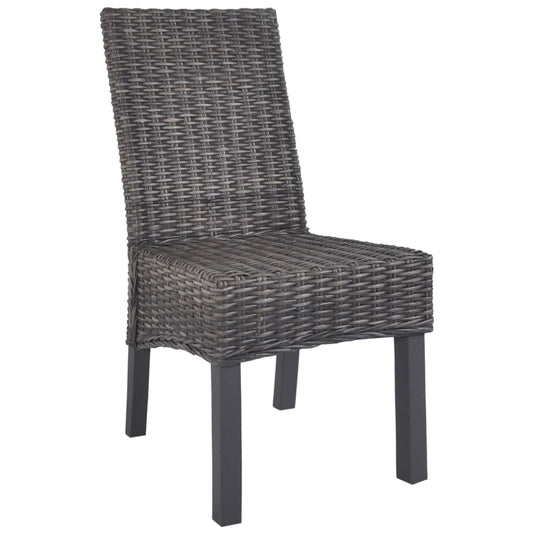 Sedie da Pranzo 2 pz Marroni in Rattan Kubu e Legno di Mogano | homemem39