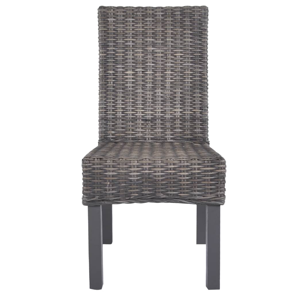 Sedie da Pranzo 2 pz Marroni in Rattan Kubu e Legno di Mogano | homemem39