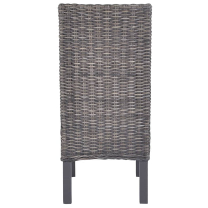 Sedie da Pranzo 2 pz Marroni in Rattan Kubu e Legno di Mogano | homemem39