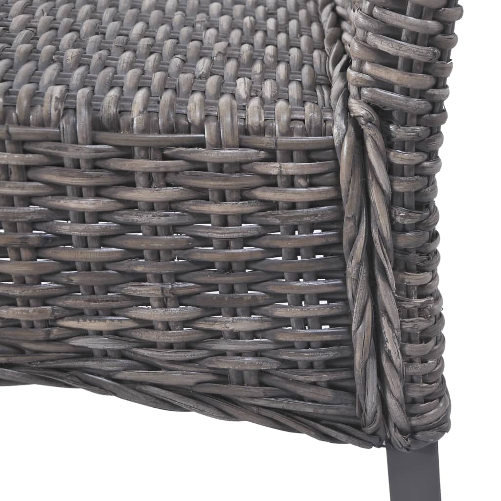 Sedie da Pranzo 2 pz Marroni in Rattan Kubu e Legno di Mogano | homemem39