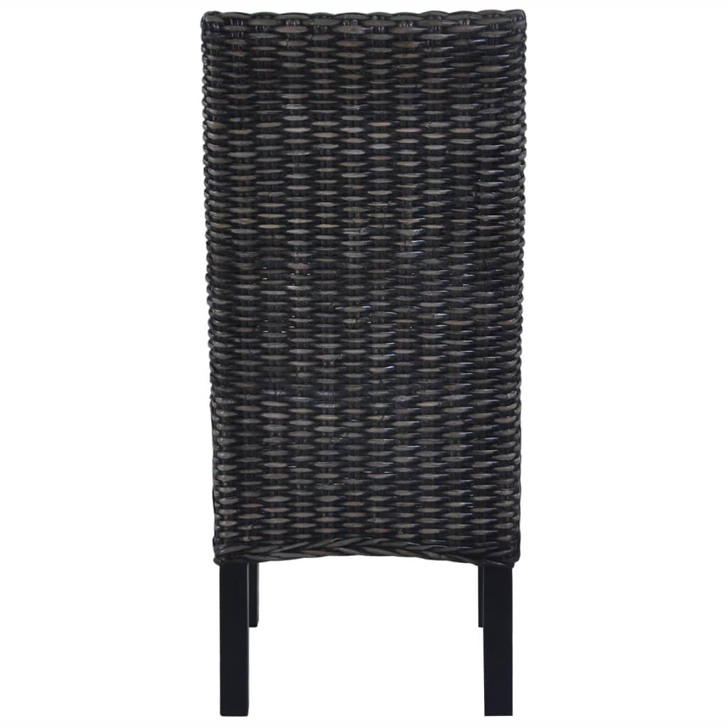 Sedie da Pranzo 2 pz Nere in Rattan Kubu e Legno di Mogano | homemem39