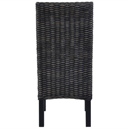 Sedie da Pranzo 2 pz Nere in Rattan Kubu e Legno di Mogano | homemem39