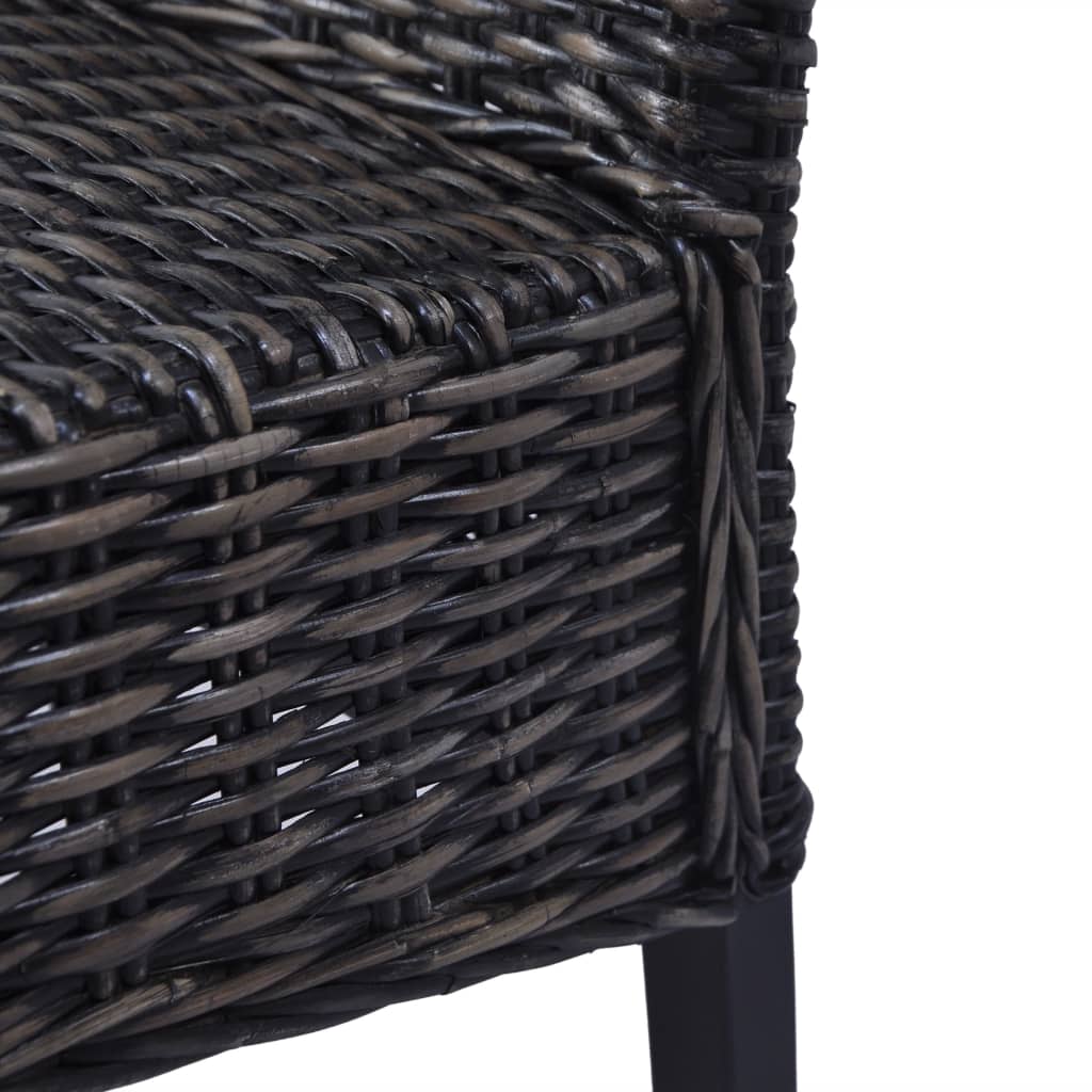 Sedie da Pranzo 2 pz Nere in Rattan Kubu e Legno di Mogano | homemem39