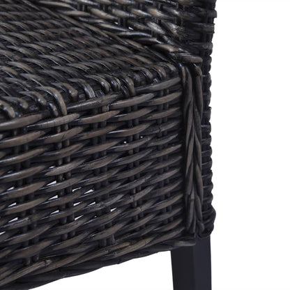 Sedie da Pranzo 2 pz Nere in Rattan Kubu e Legno di Mogano | homemem39