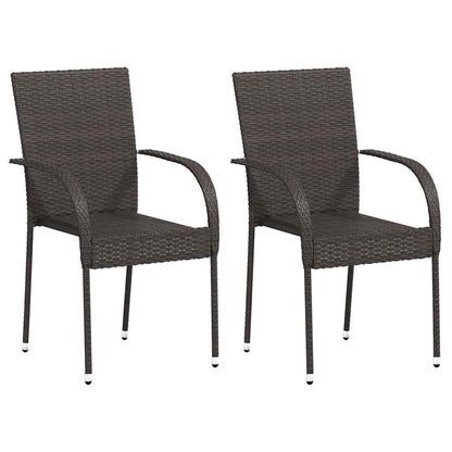 Stackable Outdoor Chairs 2 pcs in Brown Polyrattan
