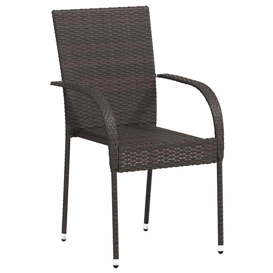 Sedie da Esterno Impilabili 2 pz in Polyrattan Marrone - homemem39