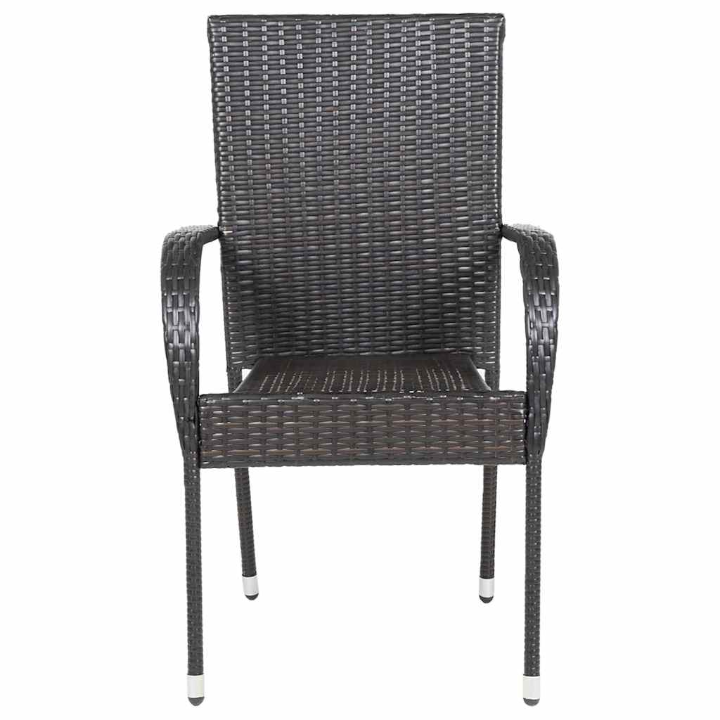 Sedie da Esterno Impilabili 2 pz in Polyrattan Marrone - homemem39