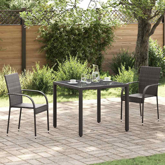 Stackable Outdoor Chairs 2 pcs in Brown Polyrattan