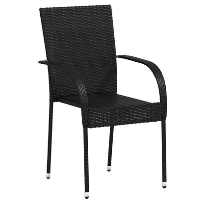 Sedie da Esterno Impilabili 2 pz in Polyrattan Nere | homemem39