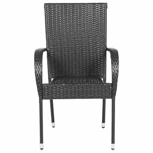Sedie da Esterno Impilabili 2 pz in Polyrattan Nere - homemem39
