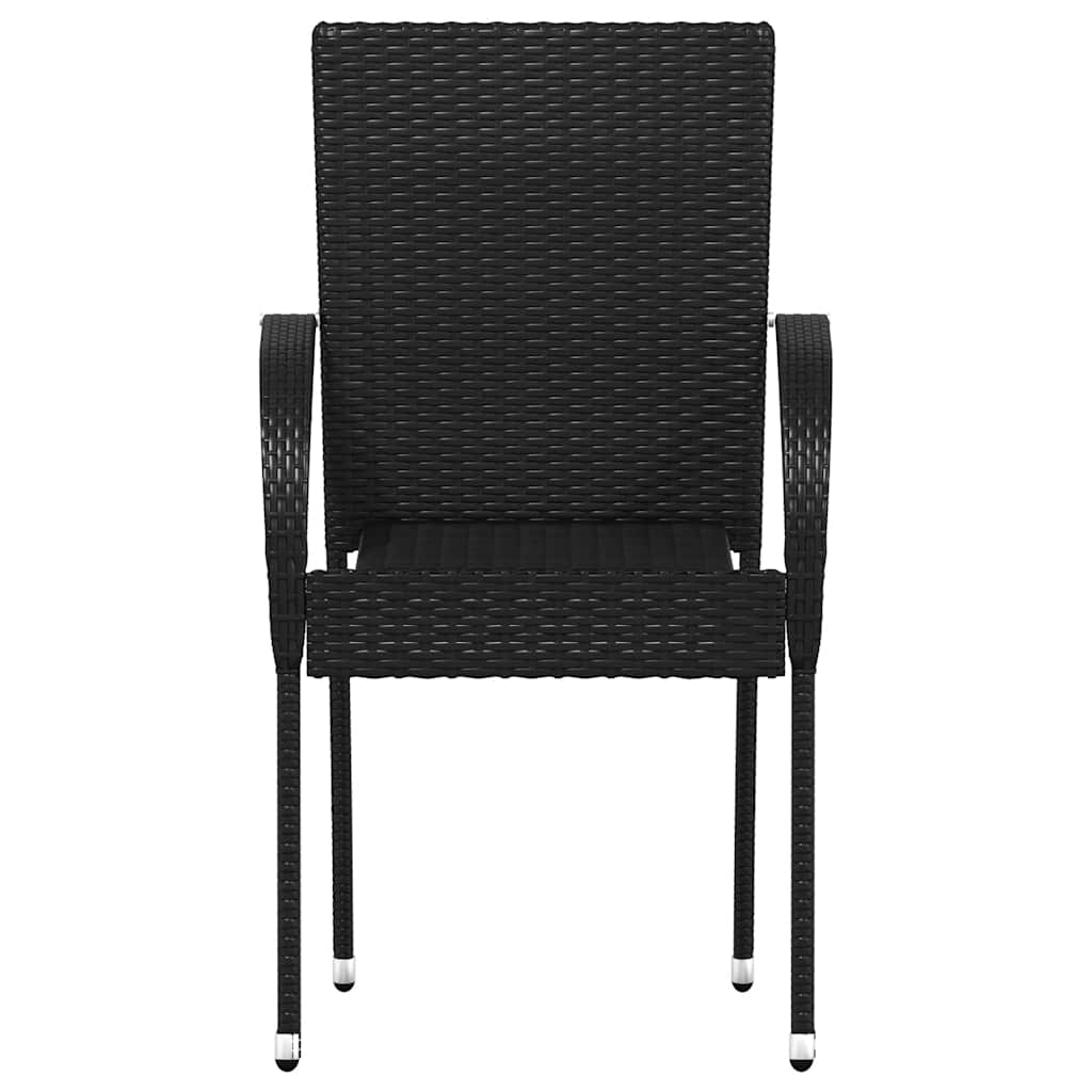 Stackable Outdoor Chairs 2 pcs in Black Polyrattan