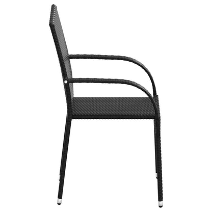 Stackable Outdoor Chairs 2 pcs in Black Polyrattan