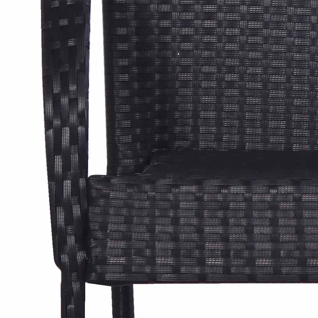 Stackable Outdoor Chairs 2 pcs in Black Polyrattan