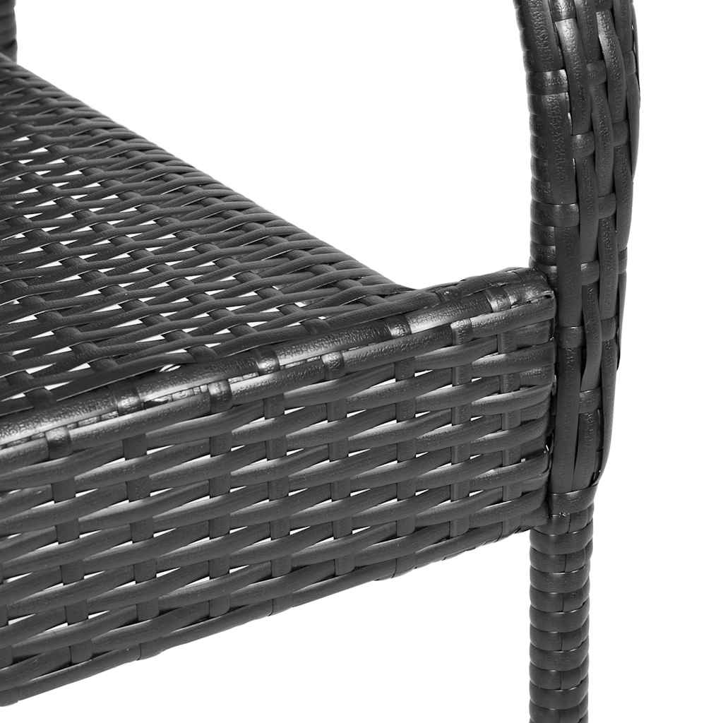 Stackable Outdoor Chairs 2 pcs in Black Polyrattan